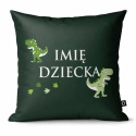Personalizowana poduszka dziecięca z imieniem zielona w dinozaury