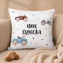 Personalizowana poduszka dziecięca z imieniem i samochodami retro