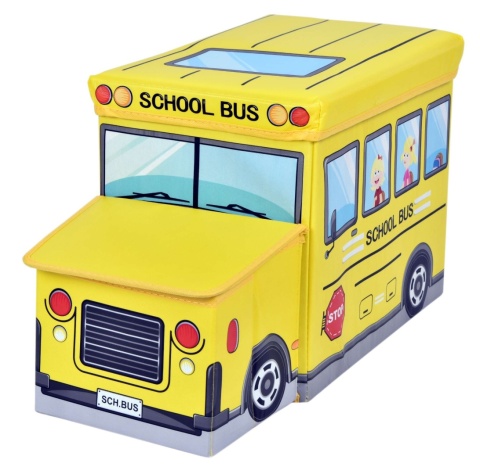Skrzynia na zabawki autobus szkolny z otwieraną pokrywą