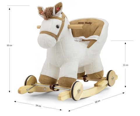 Koń na biegunach Milly Mally Polly White – wymiary 68 × 34 × 50 cm