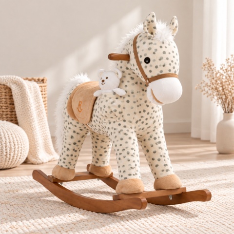 Koń na biegunach Milly Mally Pony Gray Dot z pluszowym misiem