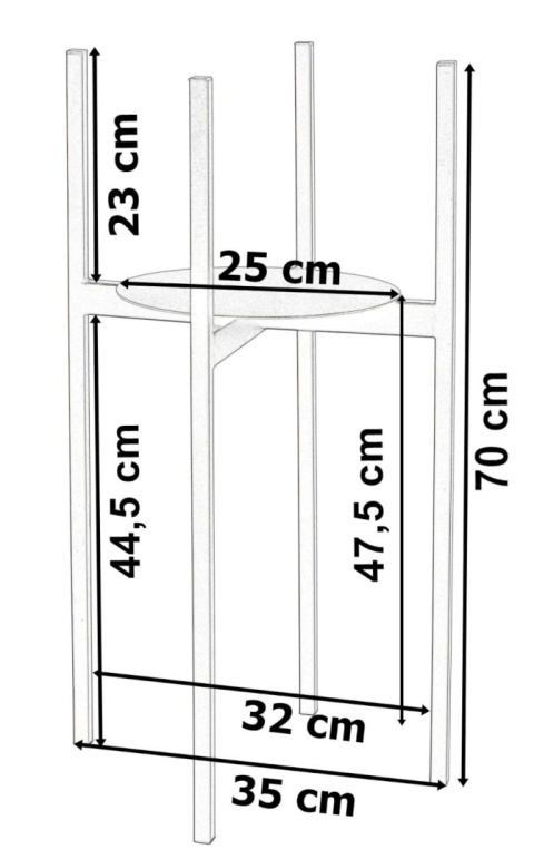Czarny metalowy kwietnik stojący 70 cm – wymiary produktu