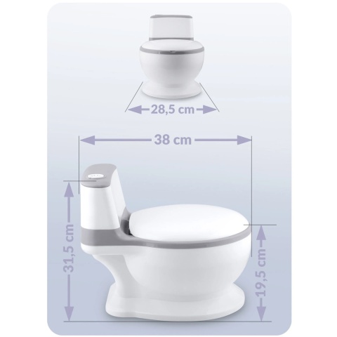 Biało-szary nocnik dziecięcy – wymiary produktu 38 cm
