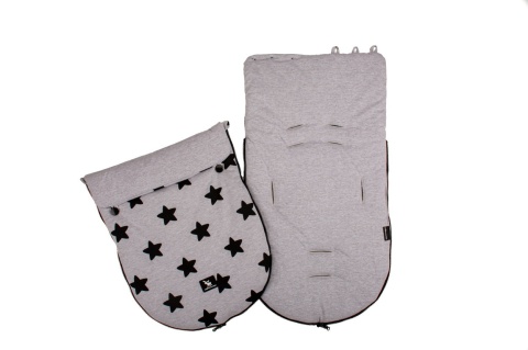 Rozpinany śpiworek Cottonmoose szary w czarne gwiazdki
