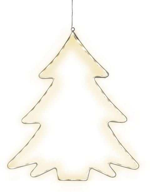 Wisząca choinka świąteczna LED o wysokości 50 cm i szerokości 45 cm, wykonana z metalowego konturu podświetlonego