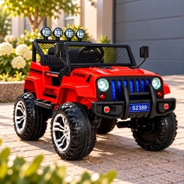 Czerwony Jeep S2388 na akumulator dla dzieci 4x45W