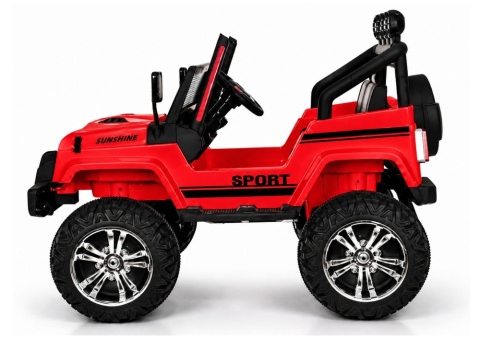 Czerwony Jeep elektryczny S2388 dla dzieci – widok z boku