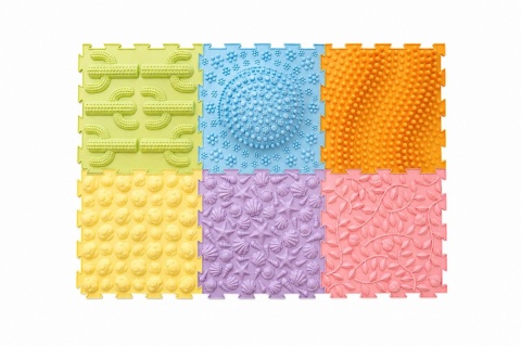Ścieżka sensoryczna Nature – zestaw 6 kolorowych mat 30 × 30 cm