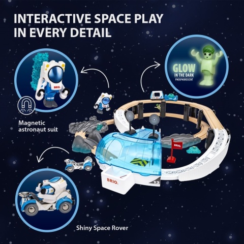 BRIO World 36155 – magnetyczny skafander astronauty, łazik kosmiczny i figurka kosmity świecąca w ciemnośc