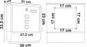 Schemat wymiarów skrzynki pocztowej HANS – szerokość 31 cm, wysokość 33,5 cm i głębokość 9 cm.