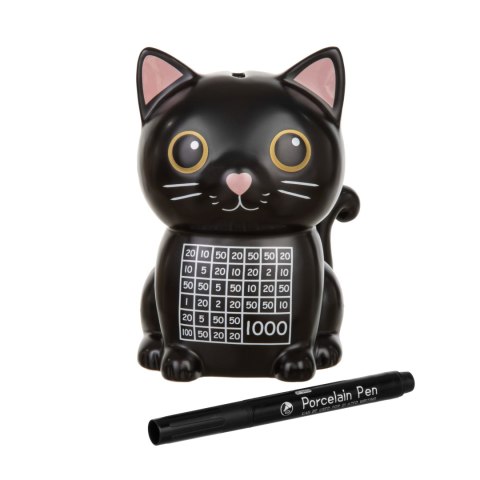 Skarbonka kot do kolorowania z markerem do porcelany – ceramiczna skarbonka DIY dla dzieci 3+