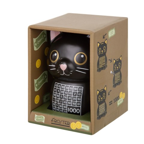 Skarbonka kot do malowania w opakowaniu – ceramiczna skarbonka DIY z markerem dla dzieci 3+
