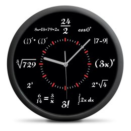 Zegar ścienny matematyczny – czarny zegar z wzorami matematycznymi zamiast cyfr