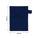 Bluza koc oversize w kolorze granatowym – wymiary 205 x 145 cm, duży i ciepły koc z rękawami idealny do relaksu w domu.