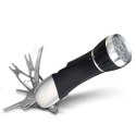 Wielofunkcyjna latarka LED z multitool – narzędzie survivalowe z nożem i śrubokrętem
