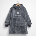 Szara bluza koc Super Mama – ciepła i miękka bluza oversize z kapturem, idealny prezent dla mamy na każdą okazję