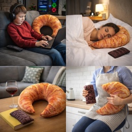 Poduszka podróżna w kształcie rogalika croissant – miękki zagłówek do relaksu, snu i odpoczynku w domu oraz w podróży